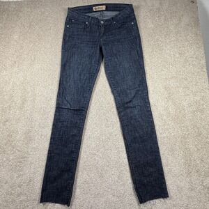 Just USA Dark Wash Skinny Jeans Raw Hem Size 7 Blue Denim Low Rise